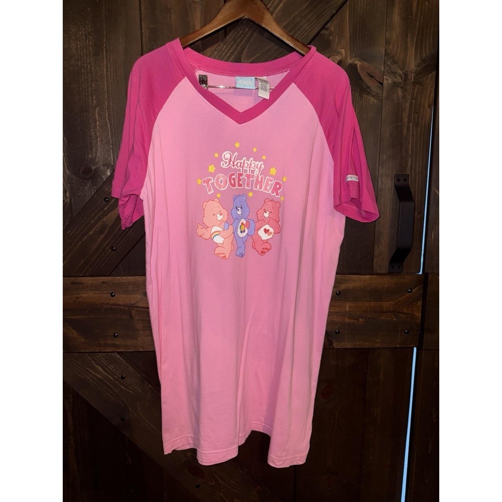 VTG‎ 2005 Care Bears Women's One Size Nightgown Sleep Tee Happy Together